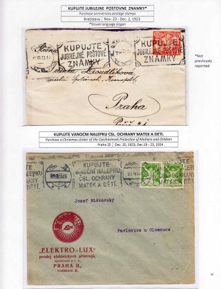 CZECHOSLOVAKIA MACHINE ADVERTISING CANCELS: THE FIRST REPUBLIC PERIOD – sheet 12