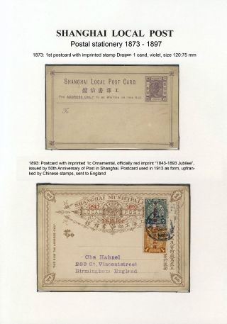 SHANGHAI LOCAL POST, POSTAL STATIONERY 1873-1897 (in English) – sheet 1