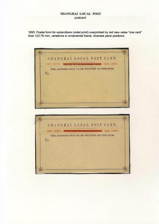 SHANGHAI LOCAL POST, POSTAL STATIONERY 1873-1897 (in English) – sheet 6