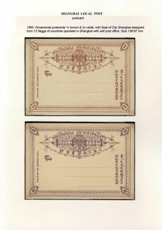 SHANGHAI LOCAL POST, POSTAL STATIONERY 1873-1897 (in English) – sheet 7