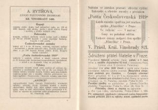 MONOGRAPH POSTA CESKOSLOVENSKA 1919 (J. LESETICKY, 1920) – sheet 23