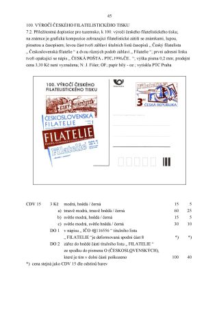CZECH REPUBLIC - SPECIALISED CATALOGUE OF POSTAL STATIONERY 1993-2014 – sheet 45