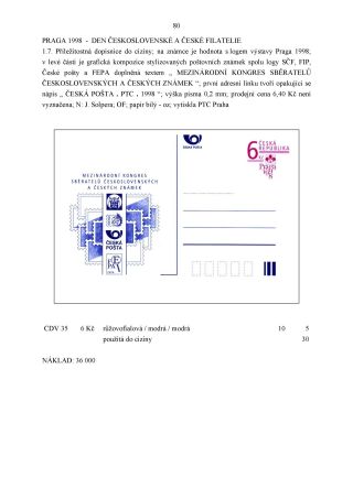 CZECH REPUBLIC - SPECIALISED CATALOGUE OF POSTAL STATIONERY 1993-2014 – sheet 80
