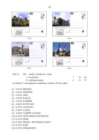 CZECH REPUBLIC - SPECIALISED CATALOGUE OF POSTAL STATIONERY 1993-2014 – sheet 98