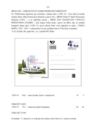 CZECH REPUBLIC - SPECIALISED CATALOGUE OF POSTAL STATIONERY 1993-2014 – sheet 101