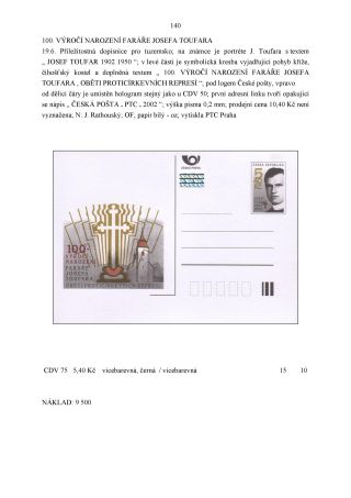 CZECH REPUBLIC - SPECIALISED CATALOGUE OF POSTAL STATIONERY 1993-2014 – sheet 140