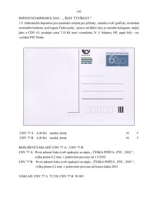 CZECH REPUBLIC - SPECIALISED CATALOGUE OF POSTAL STATIONERY 1993-2014 – sheet 143