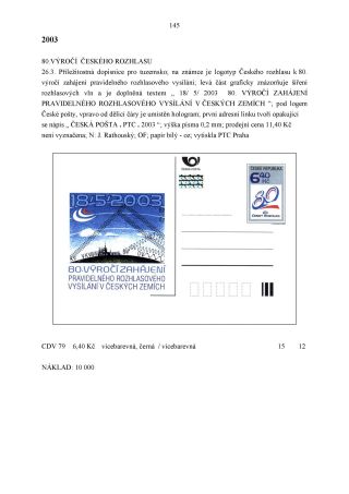 CZECH REPUBLIC - SPECIALISED CATALOGUE OF POSTAL STATIONERY 1993-2014 – sheet 145