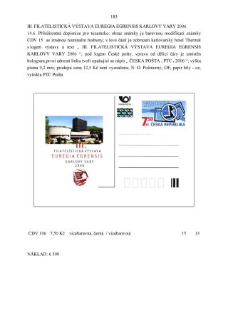 CZECH REPUBLIC - SPECIALISED CATALOGUE OF POSTAL STATIONERY 1993-2014 – sheet 183