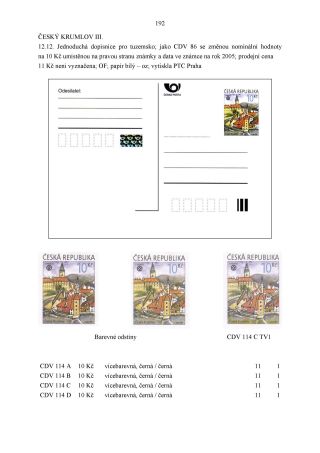 CZECH REPUBLIC - SPECIALISED CATALOGUE OF POSTAL STATIONERY 1993-2014 – sheet 192