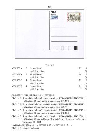 CZECH REPUBLIC - SPECIALISED CATALOGUE OF POSTAL STATIONERY 1993-2014 – sheet 216