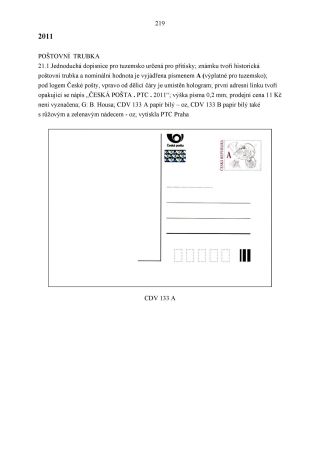 CZECH REPUBLIC - SPECIALISED CATALOGUE OF POSTAL STATIONERY 1993-2014 – sheet 219