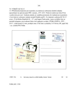 CZECH REPUBLIC - SPECIALISED CATALOGUE OF POSTAL STATIONERY 1993-2014 – sheet 246