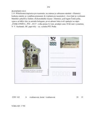 CZECH REPUBLIC - SPECIALISED CATALOGUE OF POSTAL STATIONERY 1993-2014 – sheet 254