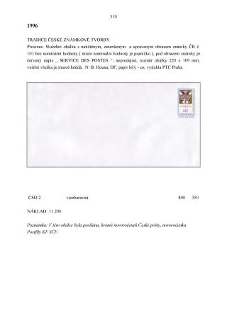 CZECH REPUBLIC - SPECIALISED CATALOGUE OF POSTAL STATIONERY 1993-2014 – sheet 310