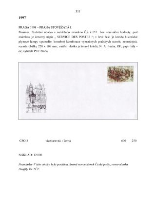 CZECH REPUBLIC - SPECIALISED CATALOGUE OF POSTAL STATIONERY 1993-2014 – sheet 311