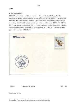 CZECH REPUBLIC - SPECIALISED CATALOGUE OF POSTAL STATIONERY 1993-2014 – sheet 319