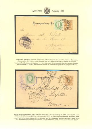 RAKOUSKÉ DOPISNICE "DVOUHLAVÁ ORLICE" VYDÁNÍ 1883, 1884, 1888 a 1890 – list 28