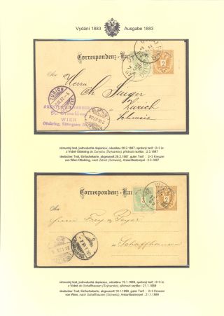 ÖSTERREICHISCHE POSTKARTEN "DOPPELADLER" AUSGABE 1883, 1884, 1888 und 1890 – Blatt 36