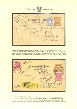 RAKOUSKÉ DOPISNICE "DVOUHLAVÁ ORLICE" VYDÁNÍ 1883, 1884, 1888 a 1890 – list 73