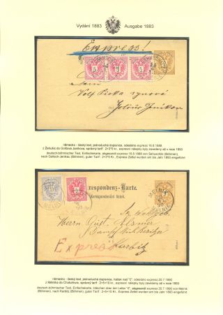 RAKOUSKÉ DOPISNICE "DVOUHLAVÁ ORLICE" VYDÁNÍ 1883, 1884, 1888 a 1890 – list 74