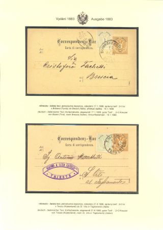 AUSTRIAN STATIONERY CARDS "TWO-HEADED EAGLE" ISSUE 1883, 1884, 1888 and 1890 – sheet 86