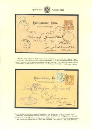 AUSTRIAN STATIONERY CARDS "TWO-HEADED EAGLE" ISSUE 1883, 1884, 1888 and 1890 – sheet 94