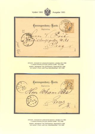ÖSTERREICHISCHE POSTKARTEN "DOPPELADLER" AUSGABE 1883, 1884, 1888 und 1890 – Blatt 102