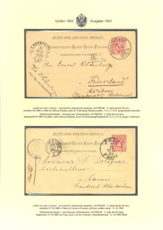 RAKOUSKÉ DOPISNICE "DVOUHLAVÁ ORLICE" VYDÁNÍ 1883, 1884, 1888 a 1890 – list 122
