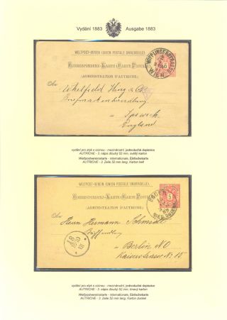 RAKOUSKÉ DOPISNICE "DVOUHLAVÁ ORLICE" VYDÁNÍ 1883, 1884, 1888 a 1890 – list 123