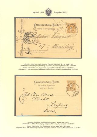 RAKOUSKÉ DOPISNICE "DVOUHLAVÁ ORLICE" VYDÁNÍ 1883, 1884, 1888 a 1890 – list 140