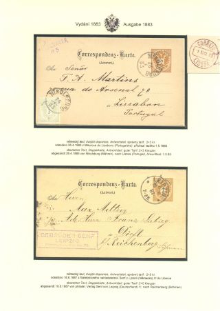 RAKOUSKÉ DOPISNICE "DVOUHLAVÁ ORLICE" VYDÁNÍ 1883, 1884, 1888 a 1890 – list 150