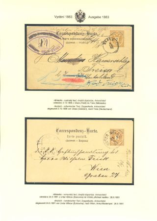 RAKOUSKÉ DOPISNICE "DVOUHLAVÁ ORLICE" VYDÁNÍ 1883, 1884, 1888 a 1890 – list 155