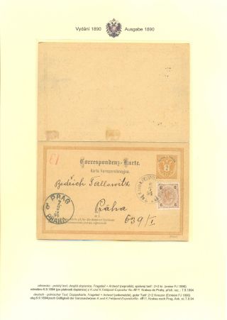 RAKOUSKÉ DOPISNICE "DVOUHLAVÁ ORLICE" VYDÁNÍ 1883, 1884, 1888 a 1890 – list 188