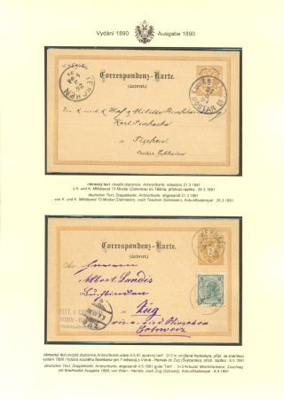 RAKOUSKÉ DOPISNICE "DVOUHLAVÁ ORLICE" VYDÁNÍ 1883, 1884, 1888 a 1890 – list 190