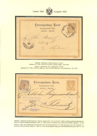 RAKOUSKÉ DOPISNICE "DVOUHLAVÁ ORLICE" VYDÁNÍ 1883, 1884, 1888 a 1890 – list 191