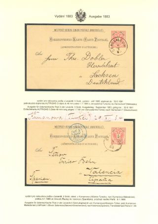 RAKOUSKÉ DOPISNICE "DVOUHLAVÁ ORLICE" VYDÁNÍ 1883, 1884, 1888 a 1890 – list 199