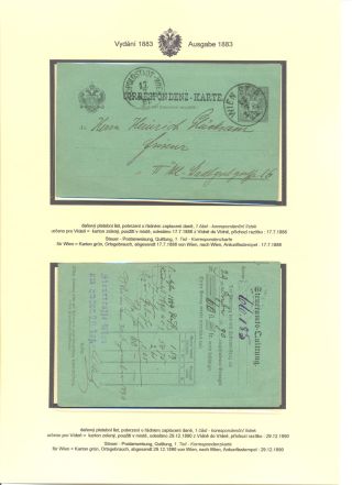 RAKOUSKÉ DOPISNICE "DVOUHLAVÁ ORLICE" VYDÁNÍ 1883, 1884, 1888 a 1890 – list 207