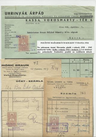 UNGARISCHE STEUERMARKEN UND FORMULÄRE IN DER SLOWAKEI 1938-1945 VERWENDET – Blatt 2