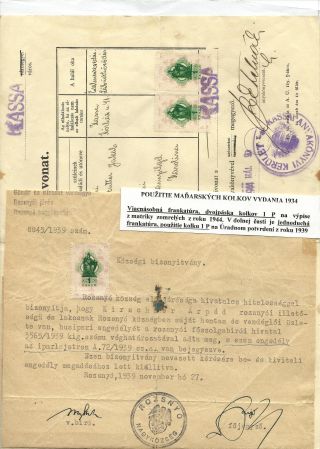 UNGARISCHE STEUERMARKEN UND FORMULÄRE IN DER SLOWAKEI 1938-1945 VERWENDET – Blatt 8