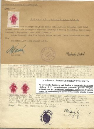 UNGARISCHE STEUERMARKEN UND FORMULÄRE IN DER SLOWAKEI 1938-1945 VERWENDET – Blatt 9