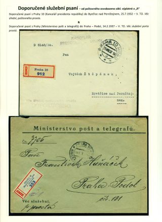 EINGESCHRIEBEN UND EILBOTEN DIENSTPOST IN DER TSCHECHOSLOWAKEI 1918-1939 – Blatt 3