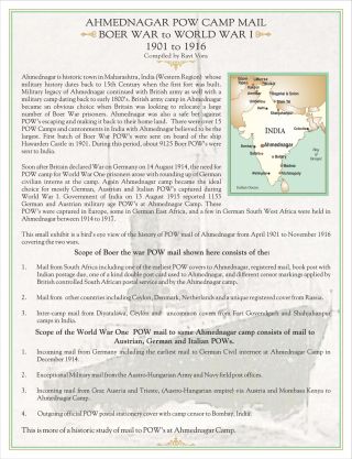 AHMEDNAGAR POW CAMP MAIL (BOER WAR TO WORLD WAR I), 1901 TO 1916 – sheet 1