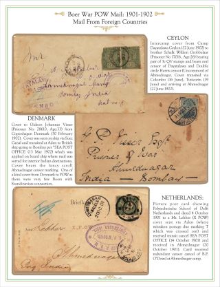 AHMEDNAGAR POW CAMP MAIL (BOER WAR TO WORLD WAR I), 1901 TO 1916 – sheet 7