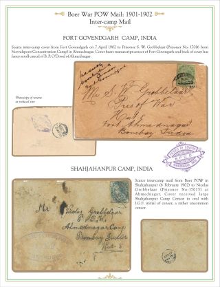 AHMEDNAGAR POW CAMP MAIL (BOER WAR TO WORLD WAR I), 1901 TO 1916 – sheet 10