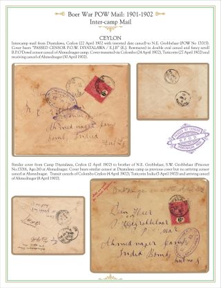AHMEDNAGAR POW CAMP MAIL (BOER WAR TO WORLD WAR I), 1901 TO 1916 – sheet 11