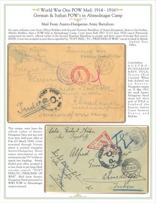 AHMEDNAGAR POW CAMP MAIL (BOER WAR TO WORLD WAR I), 1901 TO 1916 – sheet 14