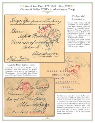 AHMEDNAGAR POW CAMP MAIL (BOER WAR TO WORLD WAR I), 1901 TO 1916 – sheet 15