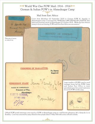 AHMEDNAGAR POW CAMP MAIL (BOER WAR TO WORLD WAR I), 1901 TO 1916 – sheet 16