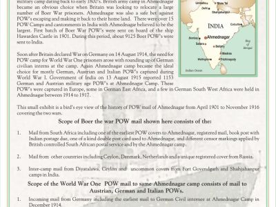 AHMEDNAGAR POW CAMP MAIL (BOER WAR TO WORLD WAR I), 1901 TO 1916